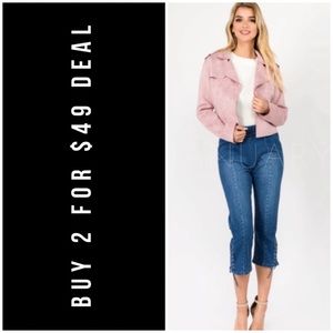 BLUE DENIM CROPPED JEANS